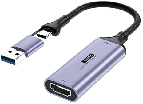 KEXIAO Carte de capture vidéo USB + type C vers HDTV 4K 60Hz Enregistreur vidéo Console de jeu Caméscope Convertisseurs à faible latence