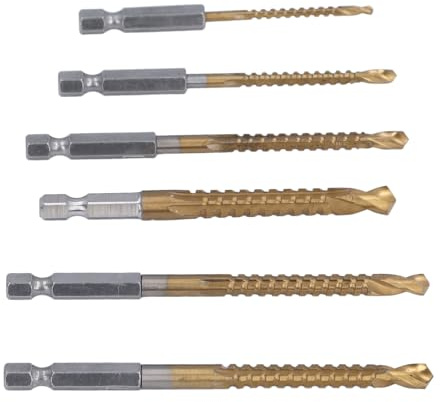 6Pcs Twists Drill Bit Set HSS Serrated Side Cutting Drill Bit 1/4in Hex Shank for Plastic Wood 3mm 4mm 5mm 6mm 6.5mm 8mm