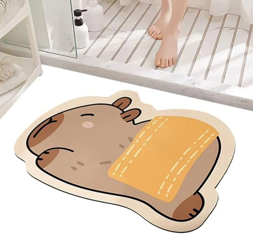 Söta badmattor, absorberande badmatta med söt Capybara-mönster - toalettmatta hemtillbehör för dusch utomhus spa camping senior badrum gäster