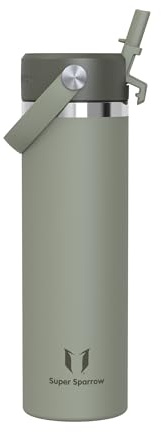 Sparrow Trinkflasche Edelstahl 750ml - Weiter Öffnung SwivelSip Thermosflasche mit Strohhalm - BPA-frei, Auslaufsicher Trinkflaschen - Ergonomisch Thermoskanne für Sport, Reisen, Outdoor