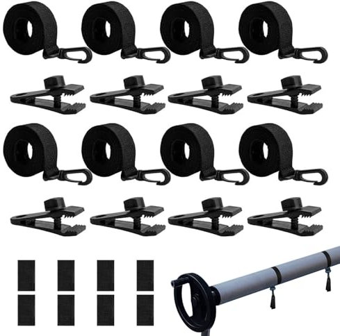24Pcs Pool Solar Cover Reel Attachment Kit, Upgraded Pool Solar Cover Reel Straps, Including 8pcs Nylon Solar Blanket Straps With Hooks & 8pcs Clips & 8 Touch Fasteners For Swimming
