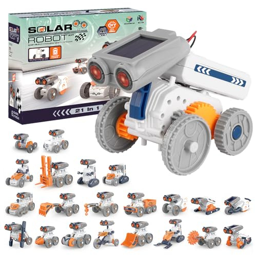 21 in 1 giocattolo per robot solare a partire dagli 8 anni, kit di giocattoli da costruzione, kit per esperimenti, a energia solare e a batteria, giocattolo educativo per bambini, regalo per ragazzi e