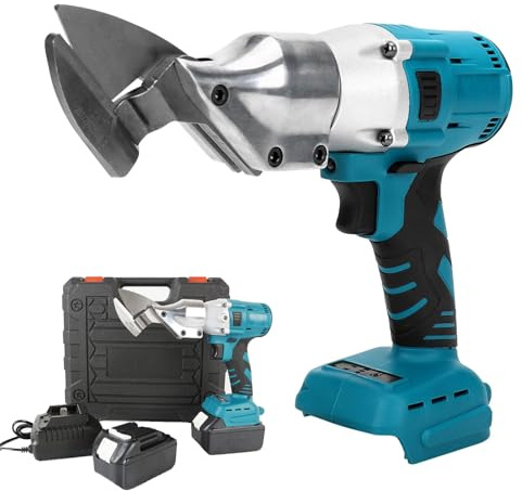 Electric Scissors - Heavy Duty Brushless Shears for Metal Cutting, 1600rpm, Cordless with 2 Batteries - Ideal for Metal Sheets, Leather, and Carpets