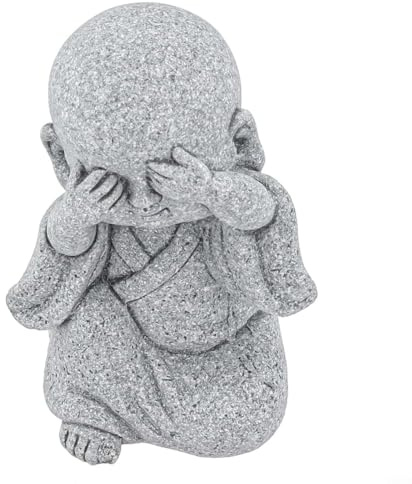 Figurine de petit moine de style chinois - Sculpture de Bouddha en résine - Décoration pour la maison, le bureau, les tables et les étagères - Artisanat exquis (pas d'aspect)