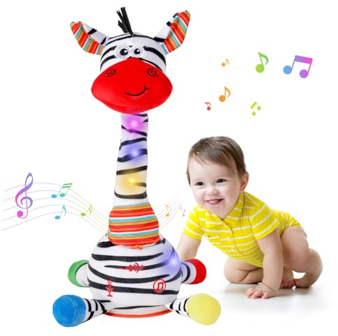 seOSTO Cebra Bailarina Parlanchin, Peluche Que Baila y Repite Tu Voz | Función de control de volumen, peluche de cebra cantante, imitación y repetición, regalos de cumpleaños para niños