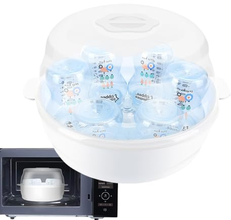Mikrowellen Sterilisator, Mikrowellen-Sterilisator Für Flaschen, Sterilisiert Bis Zu 6 Babyflaschen Plus Zubehör In 4 Minuten, Dampf-Sterilisator Für Die Mikrowelle Für Babyflaschen, Schnuller Zubehör