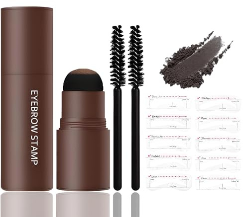 Eyebrow Stamp With Dual-Toned Sponge Tip And Spoolie Brushes For Precise Application And Grooming - Waterproof Sweatproof Instant Coverage For Thinning Hair Root Touch Up Beard Dye In Black Dark