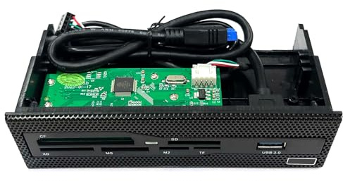 Oxtxuzdm Lecteur de carte interne USB 3.0 - Panneau avant pour boîtiers PC - Vitesse rapide - Compatible avec les petites cartes mémoire - Lecteur de sauvegarde de fichiers de bureau