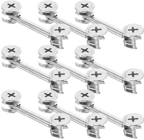 SHINEOFI Kit de 20 Connecteurs à Came pour Meubles Métalliques Vis de Fixation Excentrique 48 MM Ferrures de Liaison Solides en Zinc Compatibles Assemblage d'Armoires et Remplacement de