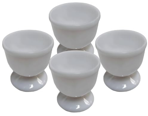 Tressify Juego de 4 hueveras blancas, soportes reutilizables de polipropileno de estilo europeo, ideal para el desayuno familiar diario, 1.9 pulgadas