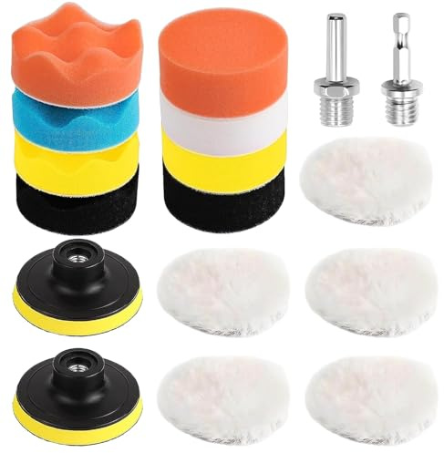 17 Pièces kit Lustrage Carrosserie Voiture Tampons éPonges de Polissage de Voiture 80 MM Accessoire pour Polisseuse Pad Polissage Manuel Voiture Utilisé pour Le Polissage Le Meulage et Le Cirage