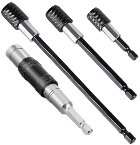 lcyen 4 Pack Drill Bit Holder Magnetic Drill Bit Holders,60Mm 100Mm 150Mm Long Drill Bit Holder and Hex Extension Bar Screwdriver Impact Bits Set
