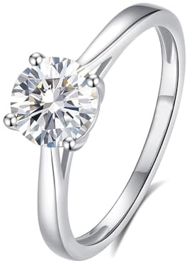 Tolldek Gold 18 Karat Antragsring, Elegant 4 Klaue Eheringe mit Moissanit, Echt Gold Schmuck Freundschaftsringe PT950 Platinum, Gr.47-65
