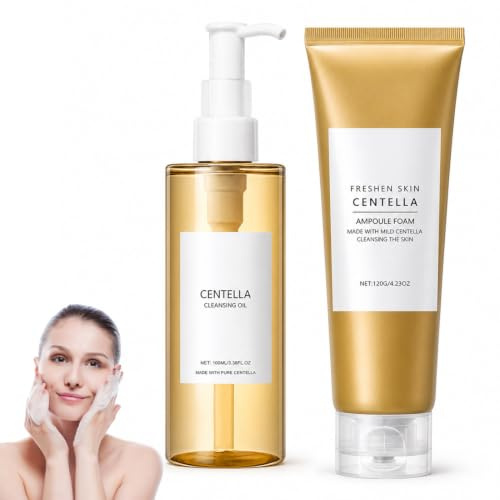 FOCJUK 2 Stück Centella Reise Set, Cleansing Oil,Cleanser, Centella Asiatica Pore Minimizing, Light Reinigungsöl, Geeignet für Empfindliche Haut