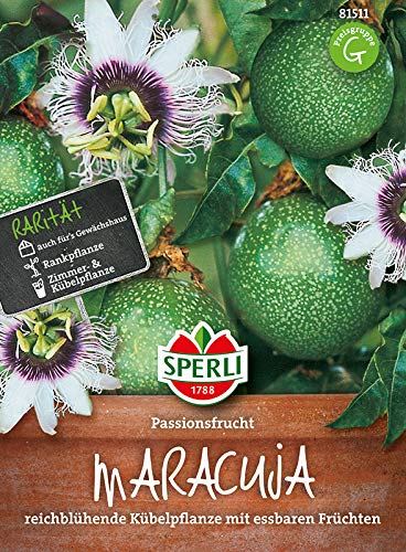 Sperli Maracujasamen Passionsfrucht 81511 - reichblühende Zimmerpflanze - essbare Früchte - Inhalt für 8 Pflanzen - Saatgut, Fruchtsamen, Samen Früchte