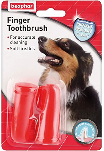 Beaphar | Finger Toothbrush | Dental Care For Dogs & Cats | For Accurate Cleaning | Soft Bristles | Ideal for Sensitive Pets | 2 Pack, Red