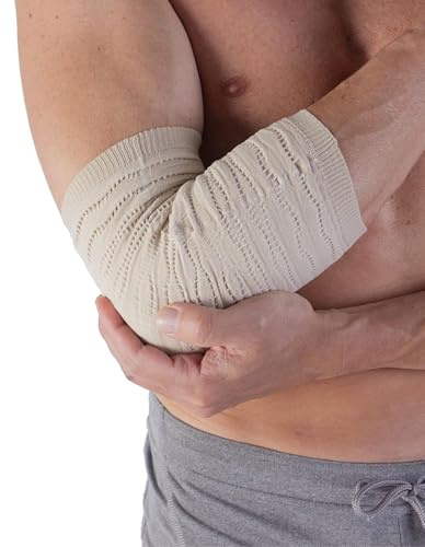 Spikenergy Gomitiera Per Epicondilite Elettro Magnetoterapia - Fascia Gomito Tennista, Per Tendinite, Infiammazioni, Dispositivo Medico Detraibile - Made in Italy, Beige L