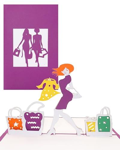 Pop-Up Karte Shopping - 3D Grußkarte & Geburtstagskarte – als Einkaufsgutschein & Geschenkgutschein, 3D Shopping Gutschein zum Geburtstag