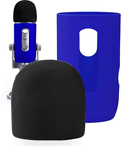YOUSHARES Microphone Windscreen Foam– Mic Cover Pop Filter Windshield &Protector for Blue Yeti, Yeti Pro Condenser Microphones (Blue)