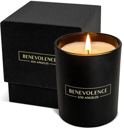 Benevolence LA Oud Wood Scented Candle | Soy Candles, Black Candle for Home | Gifts for Women and Men | Home Fragrance | Aromatherapy | 45 Hour Burn, 227g