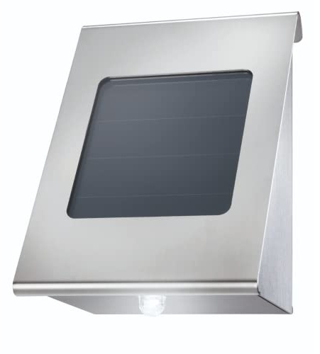 Solcellsvägglampa av metall – ljusfärg varm vit 3 000 K kall vit 6 500 K omkopplingsbar – 0,2 watt solmodul för bästa laddning – solcell väggstrålkastare, esotec 102116