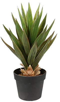 Künstliche Aloe Vera Pflanze mit 31 Blätter ca. 50cm im Topf - Sukkulenten Kunstpflanze Topfpflanze