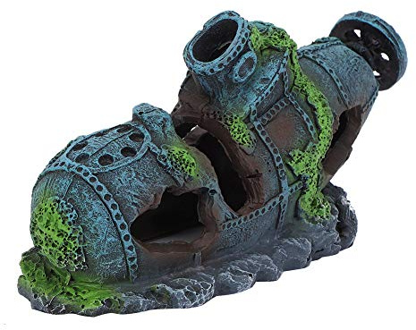 YOUTHINK Versunkenes U-Boot-Aquarium Dekorationen Aquarium K¨¹nstliche Simulation Lebensechte Schiffbruch Wasserpflanzen Reptilien Verstecken Haus Aquarium Zubeh?r