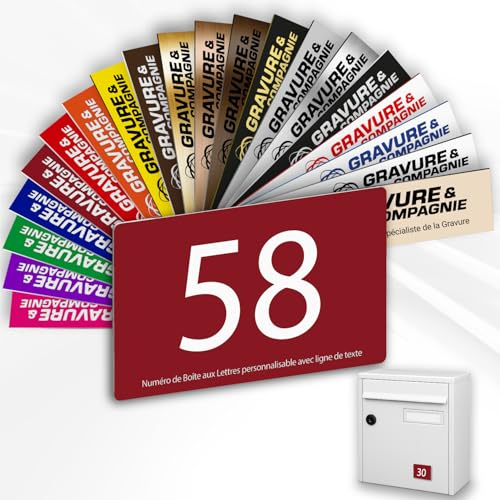 Letterbox Number – Adhesive PVC Engraved Plaque – Custom House/Mailbox Number SignLetterbox Number – Adhesive PVC Engraved Plaque – Custom House/Mailbox Number Sign - MEDIUM 7 x 5 cm (Burgundy)