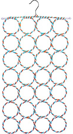 GEQIAN Schalbügel mit 28 Kreolen – Ring Schal Wraps Schal Aufbewahrung Kleiderbügel Schal Rack Kleiderbügel Hängeschal Hijab Krawatte