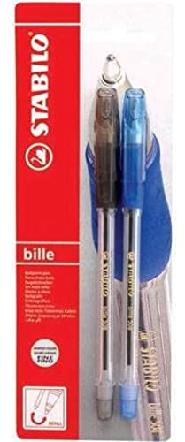 Kugelschreiber A mit Kappe Bille 508 von Stabilo (2 Stück) - Blau + Schwarz