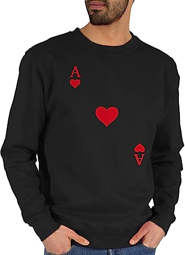 Shirtracer - Sweater Pullover Sweatshirt Herren Damen - Karneval & Fasching - Spielkarte Herz Ass Kartenspiel I Ace of Hearts I Poker Playing Cards