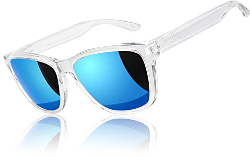 LINVO Occhiali da Sole Uomo Donna Polarizzati, Montatura Chiara Designer Protezione UV400 Guidare