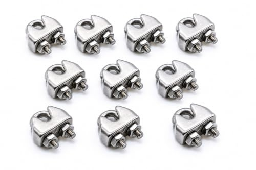 Stainless steel wire rope clamp grip bulldog clip marine grade A4 316 (4mm - 10pcs)