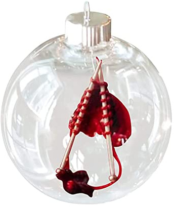 Crochet Knitting Christmas Ornaments Ball Creative Clear Knitting Xmas Tree Hanging Pendant, Holiday Decor, Christmas Tree Decorative Hanging Ornaments, Knitting Christmas Ornament (Red)