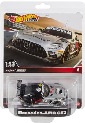 Hot Wheels Premium Mercedes-AMG GT3, Officially Licensed Replicas for Adult Collectors, Real Riders Tires, Metal/Metal Body & Chassis, HMD44