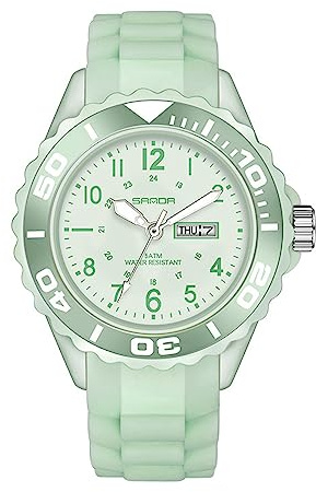 FORSINING Damen-Armbanduhr, analoge Quarz-Sport-Armbanduhr, Silikon-Armband, wasserdicht, Krankenschwester-Armbanduhr, Kalender, Datumsanzeige, 24 Stunden mit Sekundenzeiger