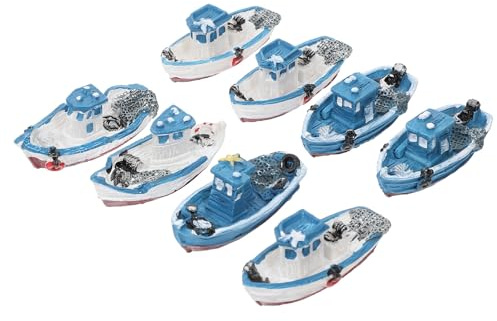 IMIKEYA 8 Stück Miniatur Boot Deko Yacht Miniatur Segelboot Figur Mini Boot Deko Nautisches Segelboot Mini Strandfiguren Harz Yacht Zubehör