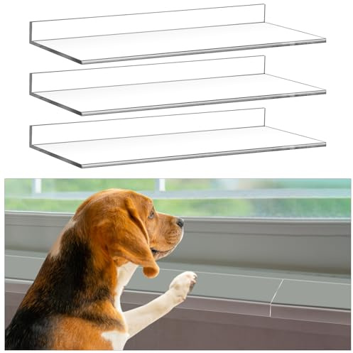 Wenqik 3 Pcs Window Sill Protector for Dogs, Thick Clear Acrylic Window Ledge Guard, Heavy Duty Scratch & Chew Resistant Cover to Protect Wood Sills from Dog Claw Damage(12'' X 5.25'' X 0.12'')