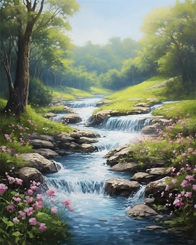Lfynior Kreuzstich set Kinder Berglandschaft 11CT Sticken Set 40cmX50cm DIY Gestempelte Kreuzstich-Kits Handarbeiten Muster für Anfänger Home Decor