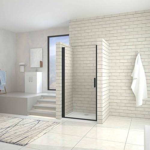 Porte de douche pivotante 90cm en verre trempé anticalcaire profil et poignée Noir Mat porte de douche hauteur 200cm