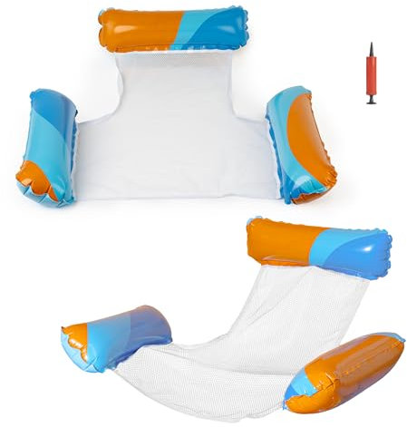 SPLASH! LazyFloat 4-in-1 Pool Float Hammocks - Set of 2, Vibrant Colours, Lightweight & Durable