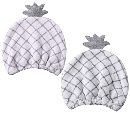 2 Stück Haarhandtücher mit Ananasmuster aus Coral Fleece | Reisen, Leicht zu Tragen, Wasserabsorbierend und Reibungsarm, Einfache Form Zufällige Farbe