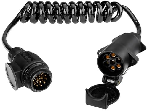 GEARCELL 2 Meter 13 Pin to 7 Pin towing adaptor, 13 Pin to 7 Pin Trailer Extension Lead Adapter, 12V Trailer Plug Socket Extension Cable for Europe Caravan/Trailer/Truck/RV/Boat/Trailer Accessories