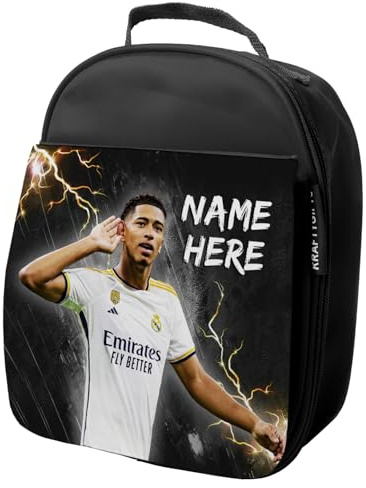 KRAFTYGIFTS Personalised Bellingham Lunch Bag Madrid Football Legend Boys School Nursery Insulated Lunchie Box Lunchbox Snackbox NL45