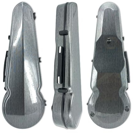 yinfente 4/4 Viola-Koffer in voller Größe, Kohlefaser für 38,1 cm bis 41,9 cm, mit Rückengurt und Griff, 2 Bogenhalter, Anfänger, Schüler (Silber)