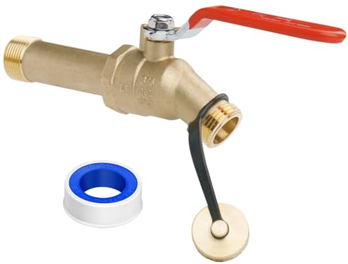 WHK Water Heater Drain Valve 3/4MIP X 3/4 Male GHT Full Port Connection to drain or Flush Hot Water Heater Faster and Easy(Lead-Free Brass,3 Inch Shank with Long Handle)