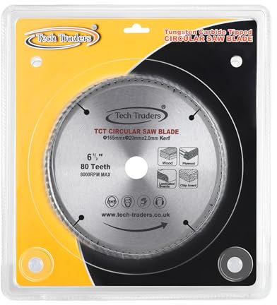 TCT Circular Fine Cutting Wood Saw Blade 165mm x 20mm (16mm Ring) x 80 Teeth Compatible with Bosch Makita etc