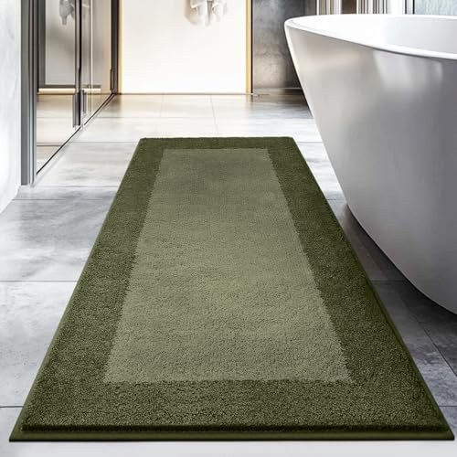 DOMUSTEX Badezimmerteppich 76 X 150 cm, Badematte rutschfest, Badteppich Waschbar, Badvorleger für Dusche, Badewanne und Fußboden