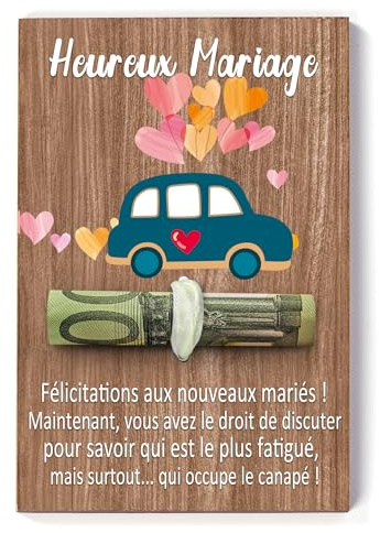 MKISHINE Carte de Vœux Mariage en Bois,Carte Heureux Mariage,Cadeau pour Mariage,Félicitation Mariage,Enveloppe argent mariage, porte-argent mariage Carte d'Amour jeunes mariés