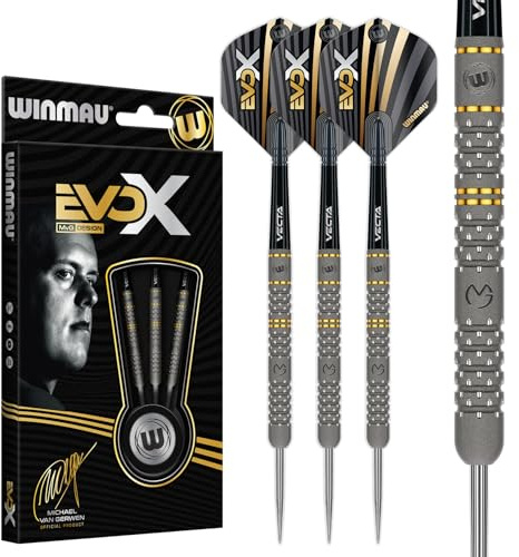 WINMAU – Michael Van Gerwen MvG - EvoX 24g - 90% Volfram Professionellt dartset med dartflyg och skaft